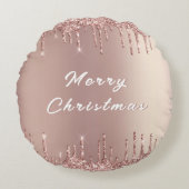 Roos Blush Glitter stuurt kerstmis Rond Kussen (Voorkant)