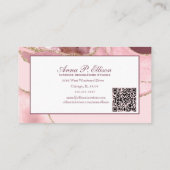 Roos Blush & Gold Glitter Agate QR Code Visitekaartje (Achterkant)