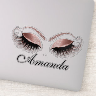 Roos Blush Makeup Artist Lashes Extension Name Sticker