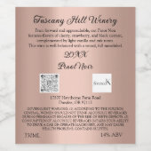 Roos Blush Naam Modern QR Code LOGO Beschrijving Wijn Etiket (Enkel label)