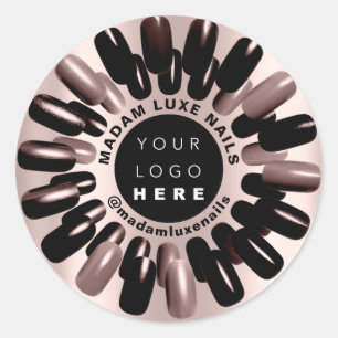 Roos Blush Nails Stylist Studio Custom Logo Ronde Sticker