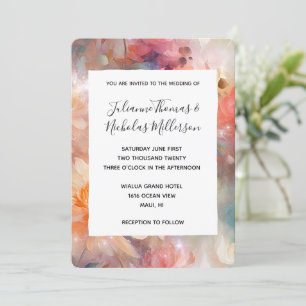 Roos Blush Perzik Sinaasappel Bloemen Huwelijk Kaart