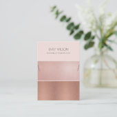 ROOS BLUSH PINK COPPER STRIPE KETTING DISPLAY VISITEKAARTJE (Staand voorkant)