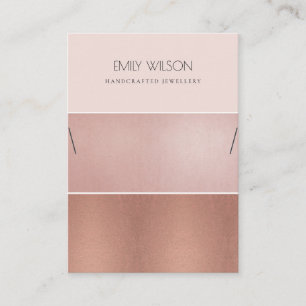 ROOS BLUSH PINK COPPER STRIPE KETTING VISITEKAARTJE