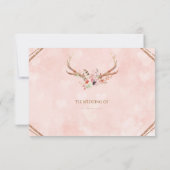 Roos Blush Pink Floral Deer Antlers Boho RSVP (Achterkant)