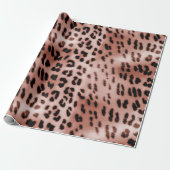 Roos Blush Pink Leopard Cadeaupapier (Uitgerold)