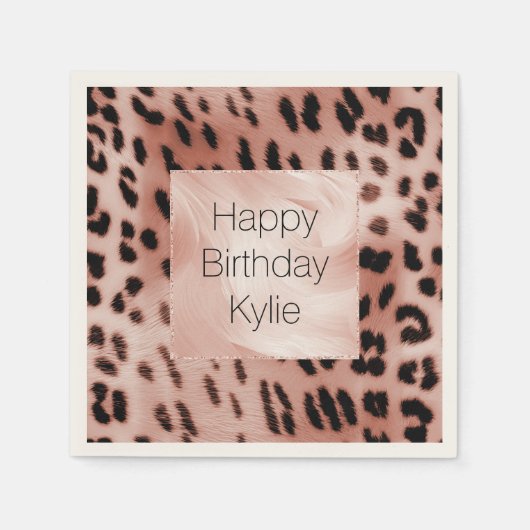 Roos Blush Pink Leopard Servet (Voorkant)