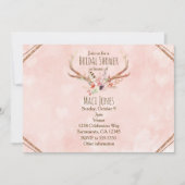 Roos Blush Roze Bloemen Herten Uitnodigingen (Voorkant)