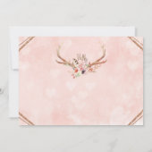 Roos Blush Roze Bloemen Herten Uitnodigingen (Achterkant)