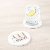  Roos Blush Roze Bloemen Nagellak Zandsteen Onderzetter (Zijkant)