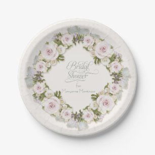 Roos Blush Sage Succulent Groen Vrijgezellenfeest Papieren Bordje