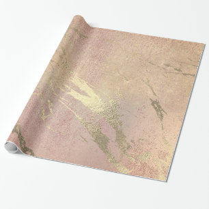Roos Blush Strokes Skin Gold Marble Spark Cadeaupapier