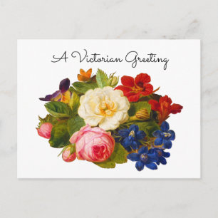 Roos Boeket Victoriaanse Groet Bloemschilderkunst Briefkaart