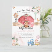 roos Boerderij Barnyard Animals Birthday Bash Invi Kaart (Staand voorkant)