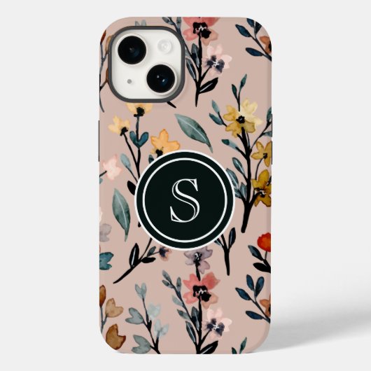 Roos Boho Floral Waterverf Aangepast Case-Mate iPhone Case (Achterkant)