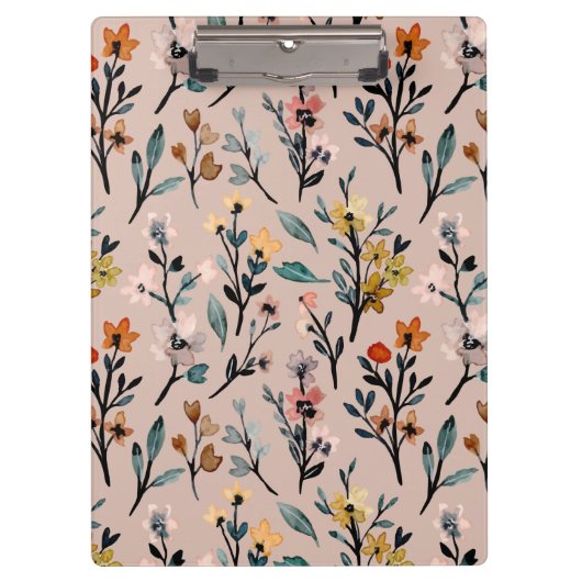 Roos Boho Floral Waterverf Aangepast Klembord (Voorkant)
