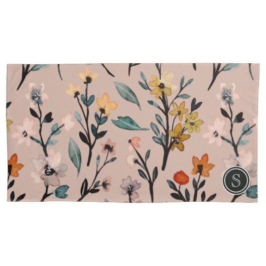 Roos Boho Floral Waterverf Aangepast Kussensloop (Voorkant-Links)