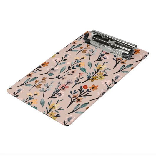 Roos Boho Floral Waterverf Aangepast Mini Klembord (Angled3)