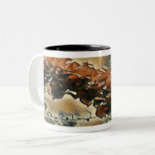 Roos boomkunst tweekleurige koffiemok (Voorkant links)