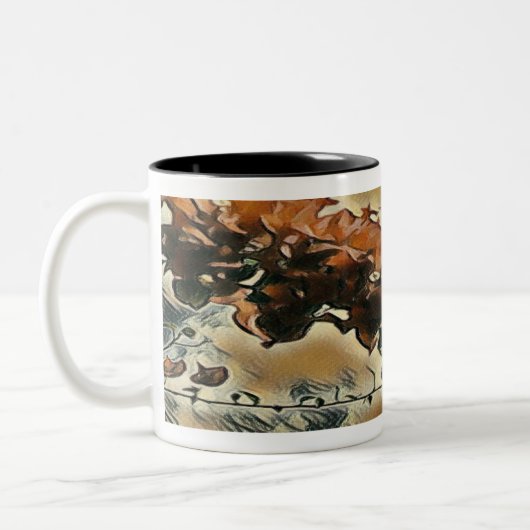 Roos boomkunst tweekleurige koffiemok (Links)