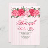 Roos Border Invitation Kaart (Voorkant / Achterkant)