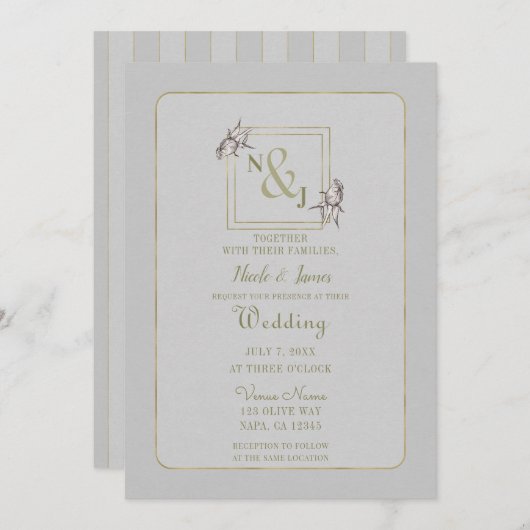 Roos Botanische Natuurlijke Rustige goudbruiloft Kaart (Voorkant / Achterkant)