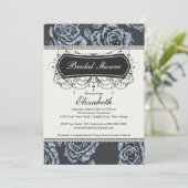  Roos Bridal Shower Invitation Blue Kaart (Staand voorkant)