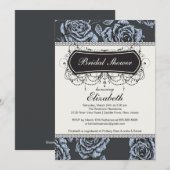  Roos Bridal Shower Invitation Blue Kaart (Voorkant / Achterkant)