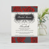  Roos Bridal Shower Invitation Red Kaart (Staand voorkant)