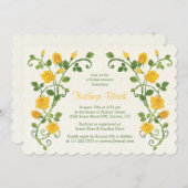 Roos bruidsdouche uitnodiging | Gele Waterverf (Voorkant / Achterkant)