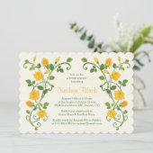 Roos bruidsdouche uitnodiging | Gele Waterverf (Staand voorkant)