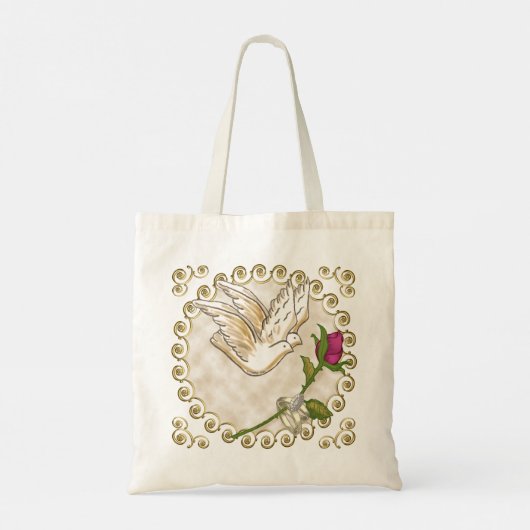 Roos bruiloft Canvas tas (Achterkant)