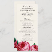 ROOS | BRUILOFT MENU AANGEPASTE RACK KAARTEN (Voorkant / Achterkant)