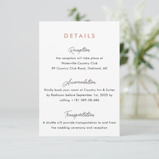 Roos bruiloft - Qr Code Enclosure Kaart (Staand voorkant)