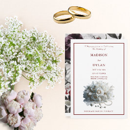 Roos bruiloft uitnodiging met witte rozen