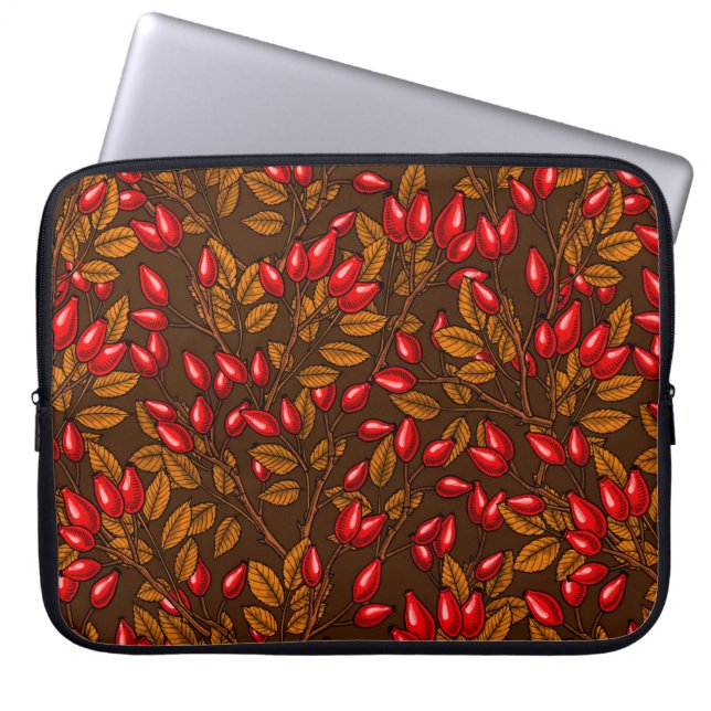 Roos, bruin en rood laptop sleeve (Voorkant)