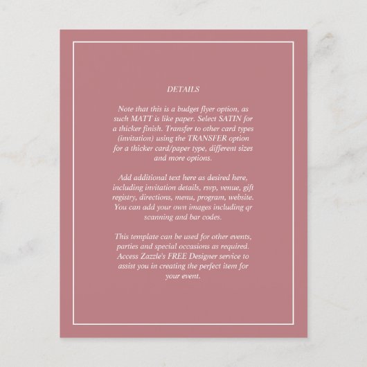 ROOS BUDGET Wedding Dusty Foto OVERLAY Flyer (Achterkant)