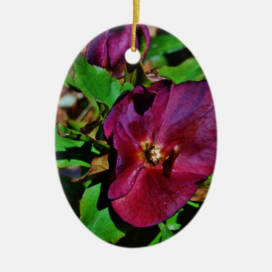 Roos Burgundy Pink Lenten Keramisch Ornament (Voorkant)