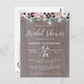 Roos Burgundy Rustic Boho Bridal Shower Briefkaart (Voorkant / Achterkant)