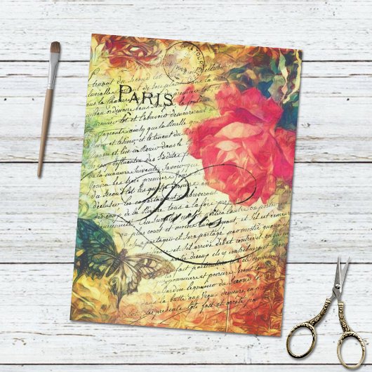 Roos Butterfly Victoriaans Franse letter Paris Tissuepapier