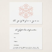 Roos Cadeaucertificaat Roze Makeup Holiday Snow Visitekaartje (Voorkant /achterkant)