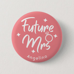 Roos Calligrafische Toekomstige Mevrouw Persoonlij Ronde Button 5,7 Cm
