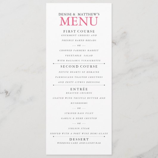 Roos Camellia Menu (Voorkant)