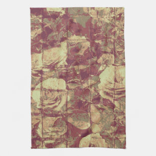 Roos camouflage patroon op gebetonde wandachtergro theedoek