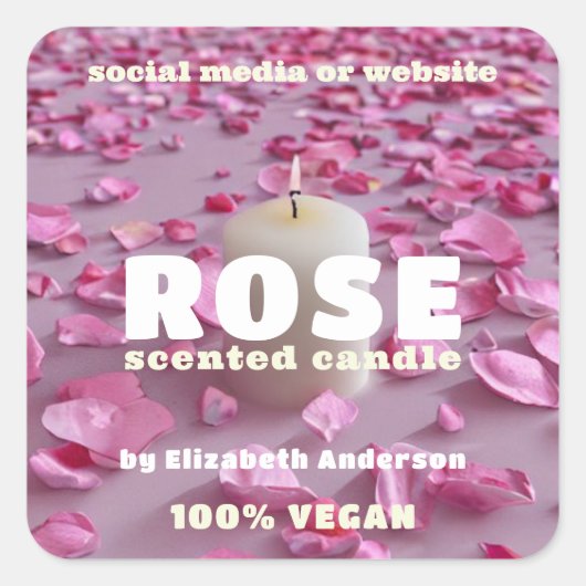 Roos Candle Square Sticker (Voorkant)
