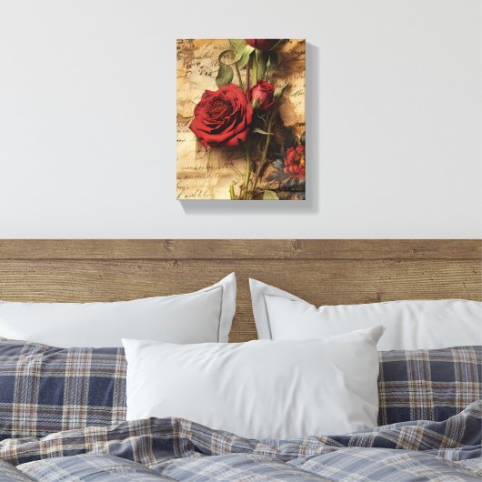  Roos Canvas Afdruk (Insitu (Slaapkamer))