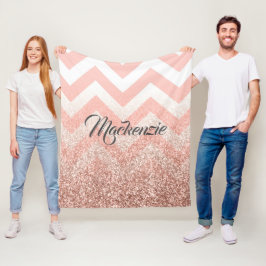 Roos Chevrons en Glitter Fleece Deken