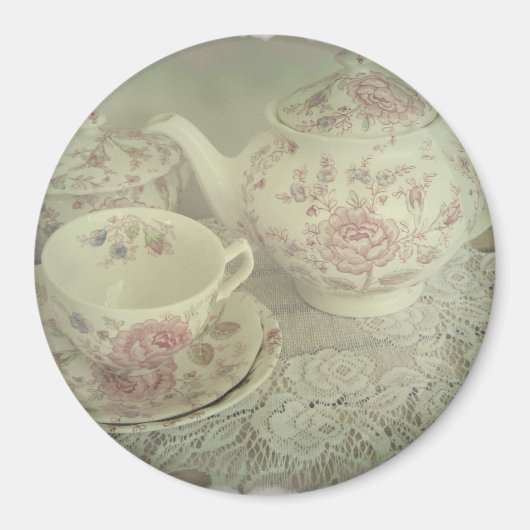  Roos Chintz Teapot, Cup Magnet Magneet (Voorkant)