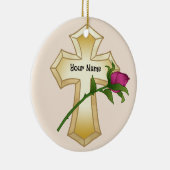 Roos Christelijk Kruis Keramisch Ornament (Rechts)