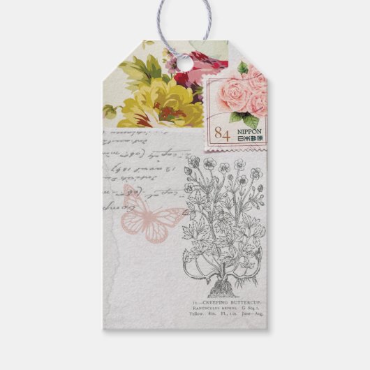 Roos Collage Gift Label Cadeaulabel (Voorkant)